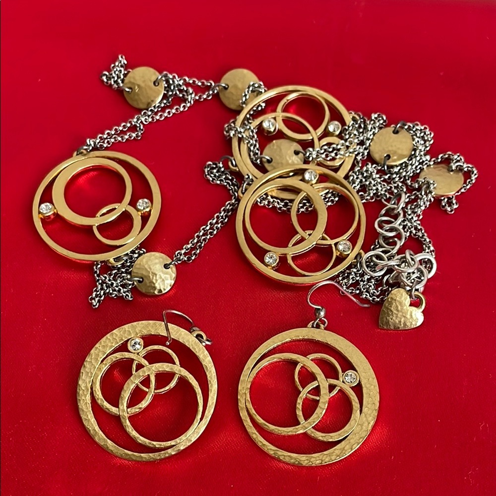 BRIGHTON "Constellation" Silver and Gold Necklace and earrings
